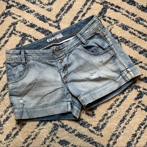 Express destructed denim shorts size 12